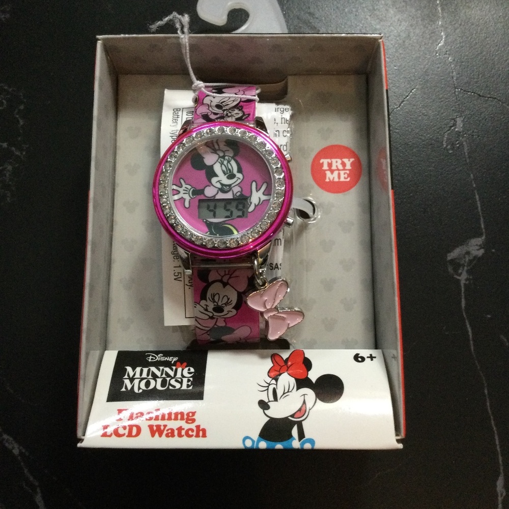 Disney Minnie Mouse Flashing LCD Watch Brand New with tags Pink age 6+